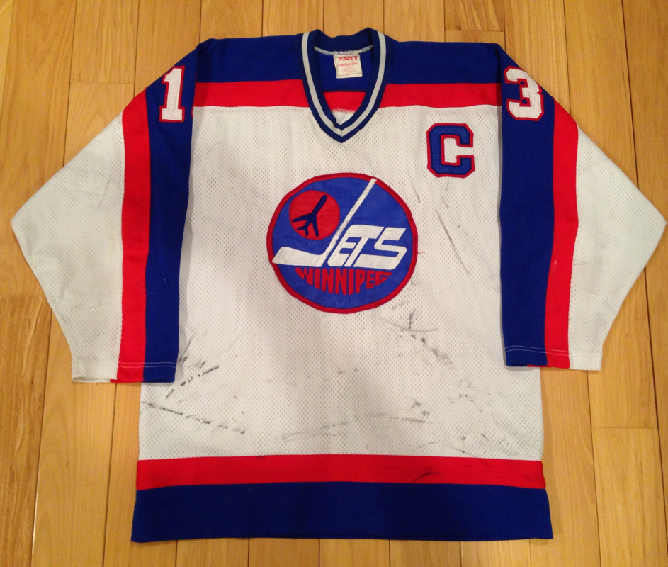 1981-83 Dave Christian Game Worn Winnipeg Jets Jersey.  Hockey, Lot  #80686